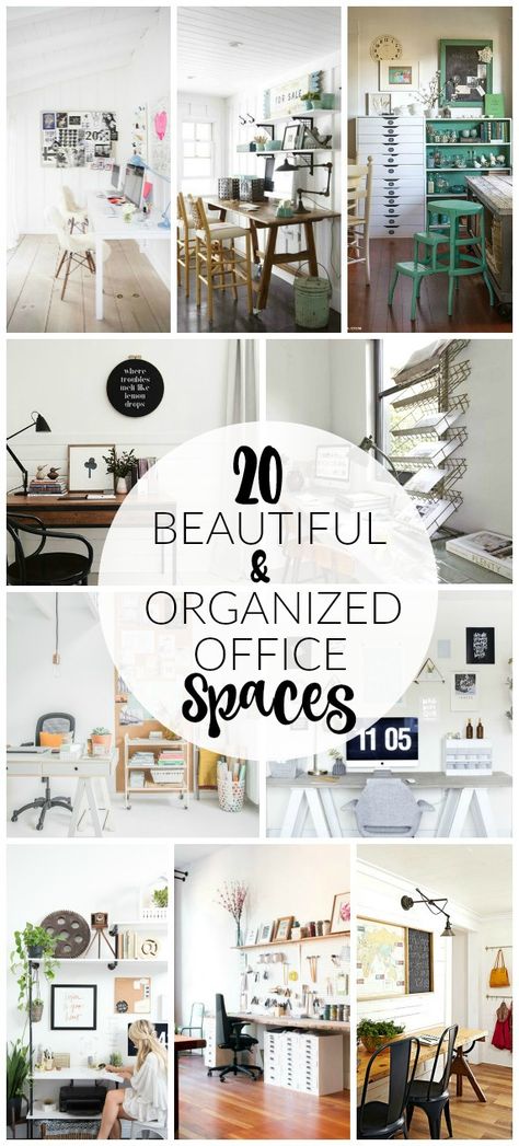 20 Incredibly Beautiful and Organized Office Spaces Small Office Organization, Office Inspiration Workspaces, Organize Office Space, Organized Office, Small Office Design, Home Office Layout, Work Office Decor, Small Space Office, Beautiful Office