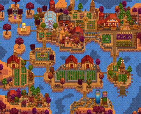 River Stardew Valley, Stardew Valley Farm Layout Riverside, Stardew Valley Riverland Farm Layout Cute, Stardew Valley Riverland Farm Design, Stardew Valley Fishing Farm Layout, River Farm Layout Stardew Valley, Stardew River Farm Layout, River Farm Stardew Valley, Stardew Riverland Farm