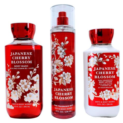 Amazon.com : Bath & Body Works Japanese Cherry Blossom Set - Shower Gel 10 oz, Fragrance Mist 8 oz, Body Lotion 8 oz : Other Products : Beauty & Personal Care Cherry Blossom Scent, Asian Pear, Japanese Blossom, Shea Butter Hand Cream, Bath And Body Work, Japanese Cherry Blossom, Fragrance Spray, Cream Lotion, Skin Care Moisturizer