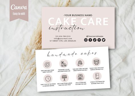 Cakes Logo, Cake Care Card, Cards Cake, Esthetician Supplies, Boho Cake, Bakery Business Cards, Cake Packaging, Handmade Cake, Address Card