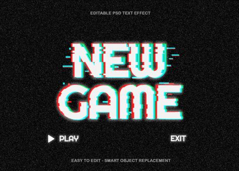 Game glitch text effect | Premium Psd #Freepik #psd #template #retro #text #game Video Game Typography, Gamer Graphic Design, Hiphop Logo, Playstation Party, Glitch Design, Text Games, 4k Gaming Wallpaper, Retro Games Poster, Games Aesthetic