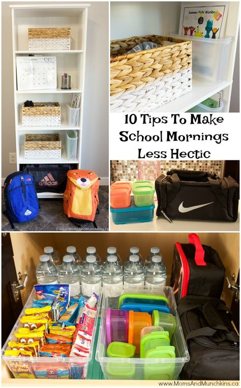 10 Tips to Make School Mornings Less Hectic School Backpack Organization Home, Home Organization For School Stuff, After School Backpack Station, Kids Organization Ideas For School, Back To School Bedroom Ideas, Getting Organized For School, Get Organized For Back To School, Back To School Organization For Kids, School Uniform Organization Ideas