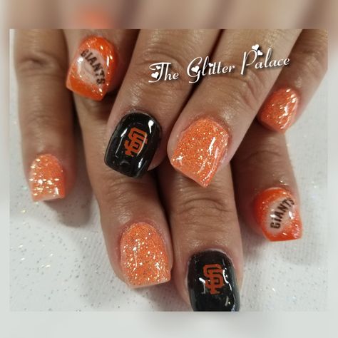 Sf Giants Nails Designs, San Francisco Giants Nails, Sf Giants Tattoo Ideas, Logo Nail Art, Sf Giants Nails, Sf Giants Outfit, Giants Nails, Baseball Nail Designs, Mint Green Nail Polish