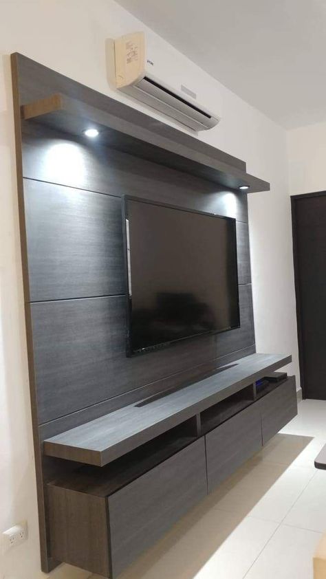 Rustic Tv Wall, Simple Tv Unit Design, Tv Cabinet Design Modern, Lcd Panel Design, Modern Tv Unit Designs, Simple Tv, Tv Unit Furniture Design, Tv Unit Decor, Modern Tv Wall Units