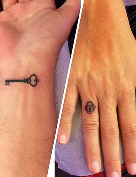 26 Best Couple Tattoos That Will Make The World Say #RelationshipGoals Key And Lock Tattoo, Small Key Tattoos, Lock And Key Tattoos, Cool Aesthetic Tattoos, Key Tattoo Designs, Lock Tattoo, Couple Tattoos Love, Tattoos Unique Meaningful, Couple Instagram