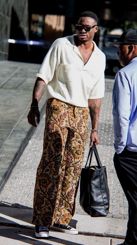 African Street Style Men, Cuban Style Fashion Men, Cord Pants Outfit Men, Afro Outfits Street Style, Boho Mens Fashion, Elegant Classy Outfits Men, African Streetwear, Men Boho, Classy Clothing