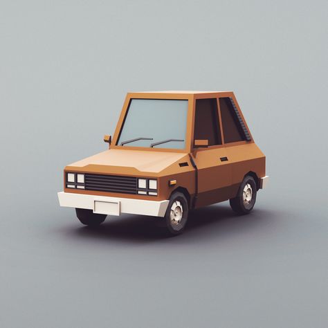 Low poly Hatchback car 01 Low Poly Vehicles, Low Poly Objects, Low Poly 3d Art, Low Poly Blender, 2024 Illustration, Low Poly Car, Top Down Game, Paper Model Car, Brochure Design Layouts