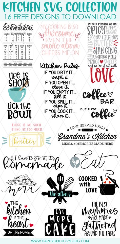 Kitchen Svg Free Files For Cricut, Cricut Projects Ideas Decor Wall Art, Kitchen Cricut Ideas, Kitchen Svg Files Free, Free Cricut Downloads Svg, Free Cricut Downloads, Svg Designs Free, Free Svg Images, Cricut Quotes