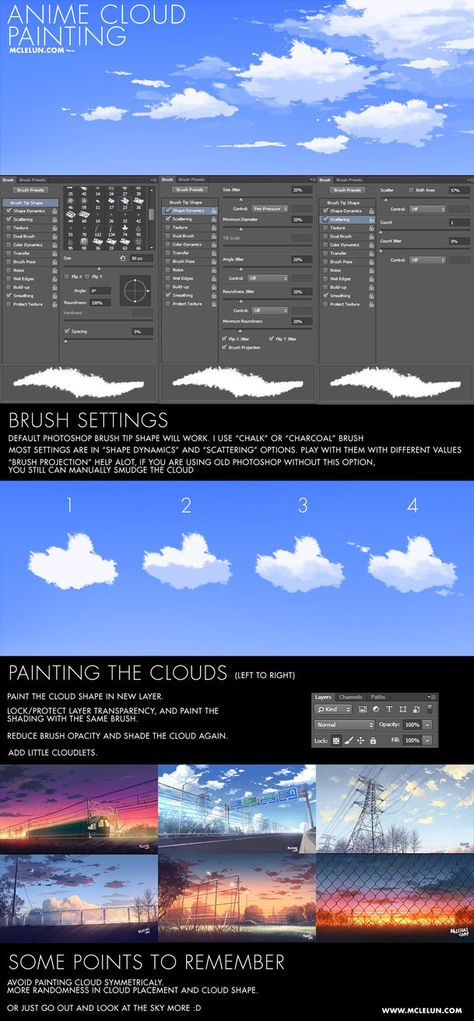 Anime Cloud Painting by mclelun on DeviantArt Digital Art Tutorial Photoshop, Cloud Tutorial, Digital Painting Techniques, Anime Tutorial, Photoshop Painting, Digital Painting Tutorials, Photoshop Art, Cloud Painting, Wow Art