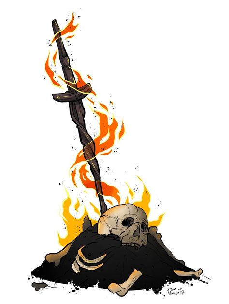 Dark Souls Illustration, Dark Souls 3 Bonfire, Dark Souls Bonfire Art, Dark Souls Art Drawing, Bonfire Tattoos, Dark Souls Bonfire Wallpaper, Dark Souls Drawing, Dark Souls Bonfire, Dark Souls Tattoo