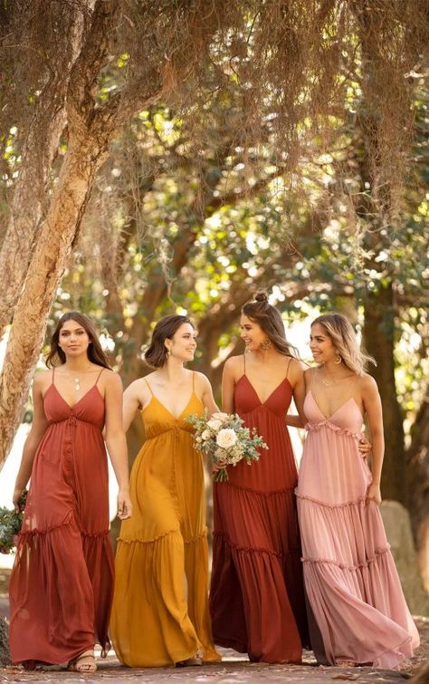 Long Boho Bridesmaid Dress with Simple Straps | Sorella Vita Boho Bridesmaid Dress, Sorella Vita Bridesmaid Dresses, Maid Of Honor Dress, Bridesmaids Gowns, Bridesmaid Dresses Boho, Bridal Party Outfit, Perfect Bridesmaid Dress, Maid Of Honour Dresses, Harvest Gold