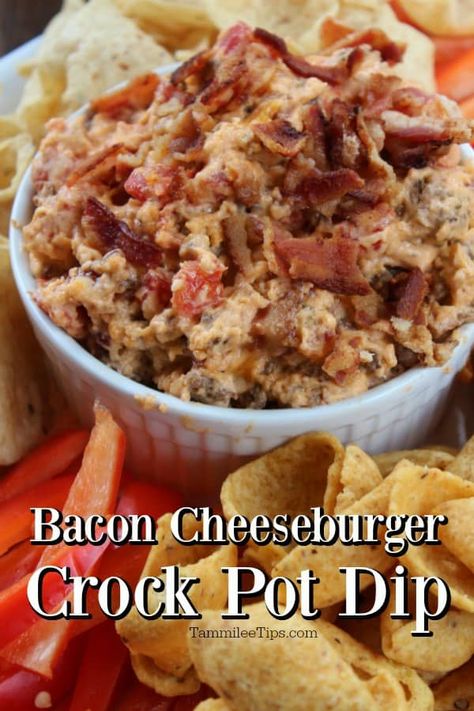 Cheeseburger Dip Crockpot, Crock Pot Soups, Slow Cooker Dip Recipes, Best Crock Pot Recipes, Bacon Cheeseburger Dip, Dip Recipes Crockpot, Cheeseburger Dip, Bacon Snacks, Dip Recipes Hot