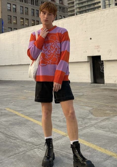 Mens Outfits Colorful, Men Aesthetic, Quoi Porter, Street Style Outfits Men, Mens Outfit Inspiration, Androgynous Fashion, Looks Street Style, Streetwear Men Outfits, Street Style Outfit