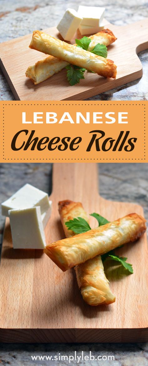 Cheese rolls are nothing new to the appetizer world, but what distinguishes the Lebanese version is the type of cheese and dough used. Recipe on my blog today!! Simplyleb.com Cheese Rolls Recipe, Middle Eastern Recipes Arabic Food, Arabisk Mad, Food Food Recipes, Cheese Roll Recipe, Type Of Cheese, Arab Food, Middle East Food, Syrian Food