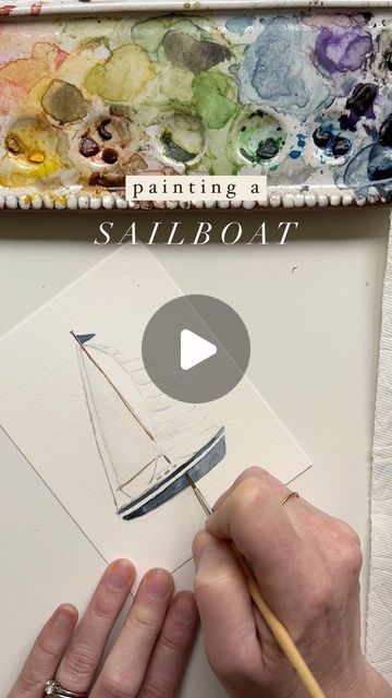 Emily Lex on Instagram: "Painting a sailboat ⛵️   #watercolor #elstudio #sailboat" How To Paint Sailboats, Watercolour Sailboats, Watercolor Sailboat Simple, Sail Boat Drawing, Sailboat Painting Watercolor, Boats Watercolor, Sailboat Watercolor, Watercolor Sailboat, Boat Watercolor