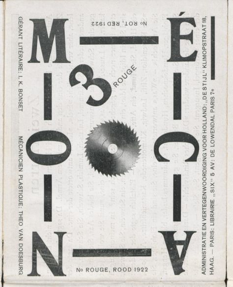 Mecano 3 - Avant-garde and modernist magazines - Monoskop Constructivism Design, Typography Artists, Magazines Cover, Theo Van Doesburg, Utility Design, Art Appliqué, Typography Poster Design, Publication Design, Typeface Design