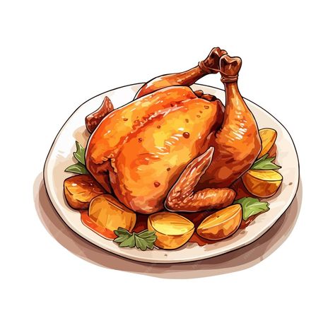 Meat Drawing, Recipe Book Design, Chicken Drawing, Chicken Illustration, Chicken Menu, Culinary Cooking, Ayam Bakar, Whole Roasted Chicken, Food Cartoon