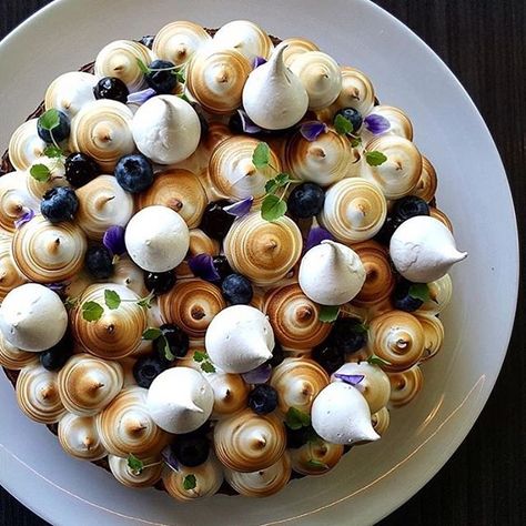 Beautiful Blueberry Meringue Pie. ✅ By- @vidal31 ✅ #ChefsOfInstagram www.ChefsOF.com Blueberry Meringue, Meringue Tart, Lemon Cheese, Tart Filling, Impressive Desserts, God Mat, Meringue Pie, Fruit Tart, Pies & Tarts