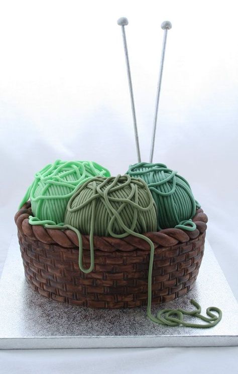 Knitting Cake, Sewing Machine Cake, Quilted Cake, Super Torte, Easy Icing, 3d Knitting, Basket Cake, Knitting Basket, Lace Cookies