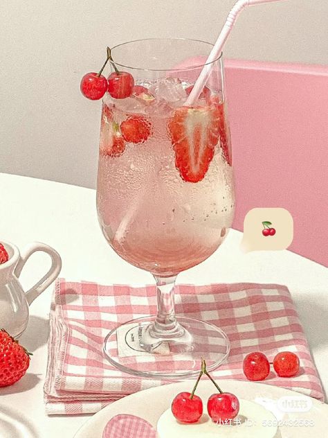 Strawberry Cocktail Aesthetic, Boba Aesthetic Pink, Aesthetic Strawberry Drink, Kawaii Drinks Aesthetic, Strawberry Japanese Aesthetic, Kawaii Food, Dinner Is Served, Breakfast Lunch Dinner, Aesthetic Themes