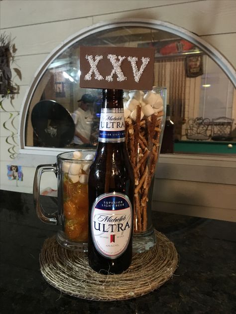 Beer centerpiece Beer Mug Centerpiece, Beer Centerpieces, Modelo Beer, 21 Bday, 75th Birthday Parties, 60th Bday, Mens Birthday, Mens Birthday Party, Men Birthday