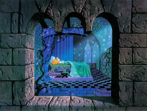 1957 Sleeping Beauty Castle - Sleeping Beauty sleeps | por Tom Simpson Sleeping Beauty Art, Eyvind Earle, Sleeping Beauty 1959, Beauty In Everything, Sleeping Beauty Castle, Beauty Background, Disney Background, Disney Sleeping Beauty, Old Disney