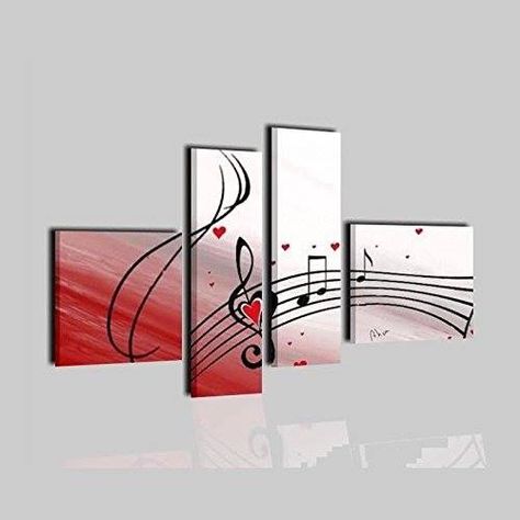 Canvas Painting Music, Music Painting Canvas, Multiple Canvas Paintings, Painting Music, Piano Art, Music Canvas, Music Crafts, Music Painting, Wall Drawing