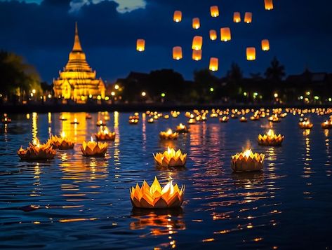 Wat Arun Temple, Loy Krathong Festival, Loy Krathong, Wat Arun, Buddha Wall Art, Restaurant Concept, Thai Restaurant, Graphic Resources, Temple