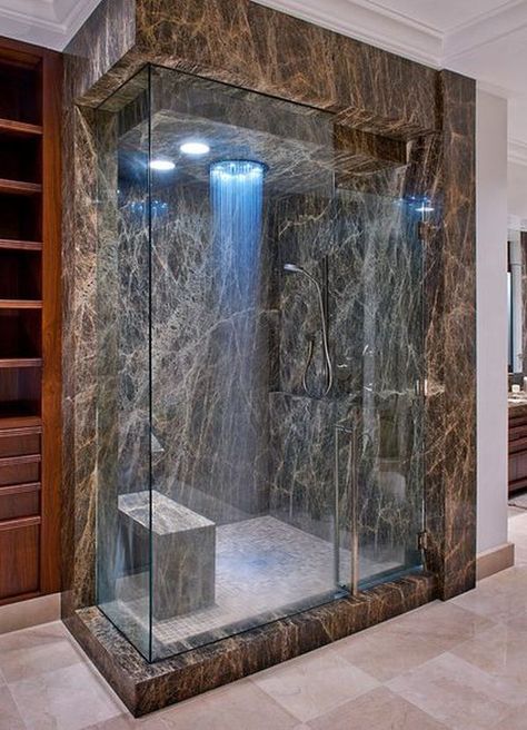 Get a Blissed-out Bathroom Drømme Bad, Apartment Bathroom Design, Modern Shower Design, Bilik Air, Amazing Showers, Bathroom Installation, Luxury Shower, Apartment Bathroom, Modern Shower