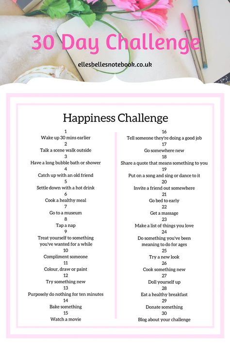 30 Day Challenges | I Challenge You! - EllesBellesNotebook Minimalism Challenge, 30 Challenge, Wellness Challenge, Challenges To Do, Happiness Challenge, Fitness Challenge, Mac Miller, Day Challenge, Shooting Photo