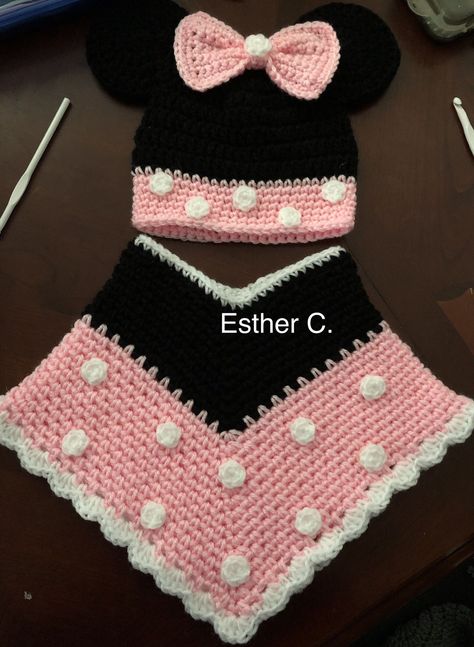 Pink Crochet - Pink Crochet Added A New Photo. 364 Crochet Minnie Mouse Hat, Crochet Minnie Mouse, Minnie Mouse Blanket, Toddler Poncho, Crochet Store, Crochet Cocoon, Barbie Dress Pattern, Poncho Crochet