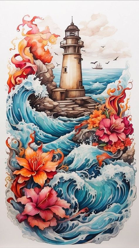 Lighthouse And Beach Tattoo, Beach In A Bottle Tattoo, Lighthouse Anchor Tattoo, Cape Hatteras Lighthouse Tattoo, Light House Tattoo Design, Lighthouse Tattoo For Women, Seaside Tattoo, Light House Tattoo, Maryland Tattoo