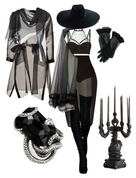 "Jet Noir" by misamys ❤ liked on Polyvore featuring Valentino, River Island, Lulu*s, Agent Provocateur, Moschino and Yves Saint Laurent Dolce Far Niente, Fest Outfits, Outfit Chic, Witchy Fashion, Gothic Outfits, Goth Outfits, Dark Fashion, Edgy Outfits, Stage Outfits