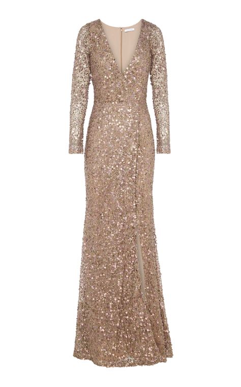 Gown Moda Operandi, Red Dress Design, Dinner Dress Classy, Rachel Gilbert, Sleeve Gown, Sequin Evening Dresses, Fashion Jackson, Sleeves Designs For Dresses, Long Sleeve Evening Dresses