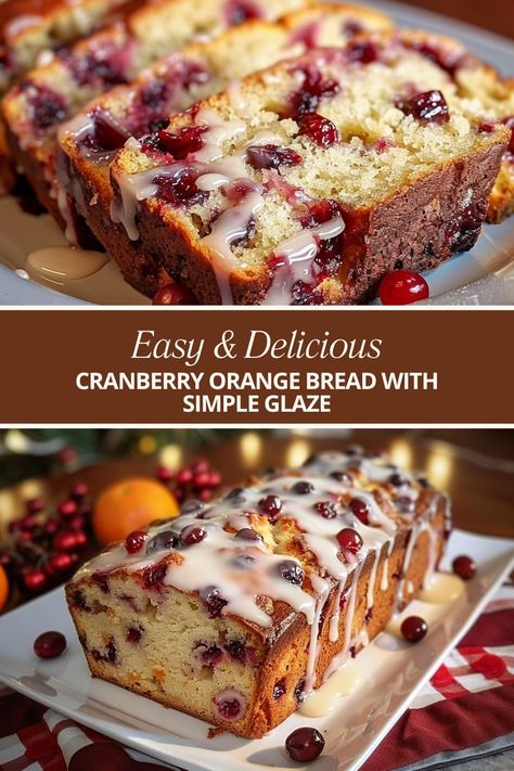 Cranberry Orange Bread with Simple Glaze Orange Loaf Cake, Cranberry Bread Recipes, Orange Bread, Cranberry Orange Bread, Cranberry Bread, Cranberry Cheese, Orange Glaze, Fruit Bread, Loaf Recipes