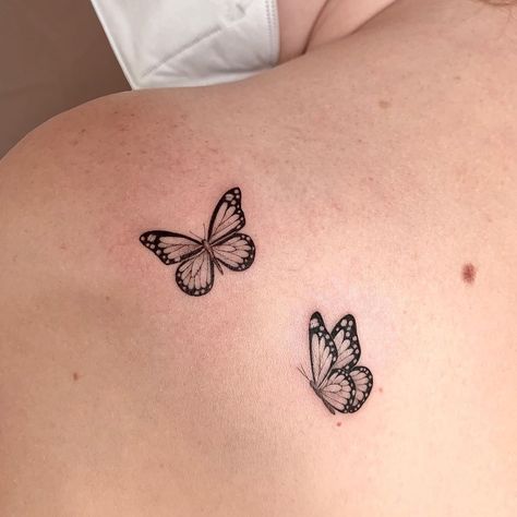 2 Butterfly Tattoo, Small Lotus Tattoo, Butterflies Tattoo, Vietnam Tattoo, Healed Tattoo, Me Tattoo, Two Butterflies, Two Cuties, Small Butterfly Tattoo