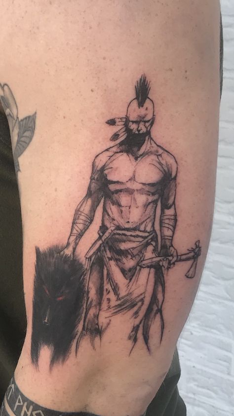 Indegenious Tattoo, Comanche Tattoo, Native Warrior Tattoo, Native Wolf Tattoo, Indian Wolf Tattoo, Sioux Tattoo, Native American Tattoos For Men, Native American Sleeve, Gazelle Tattoo