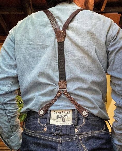 Ejkin Leather Suspenders Men, Suspenders Outfit, Men's Suspenders, Denim Suspenders, Tulip Pants, Older Mens Fashion, Mens Designer Jeans, Men's Denim Style, Belt Blouse