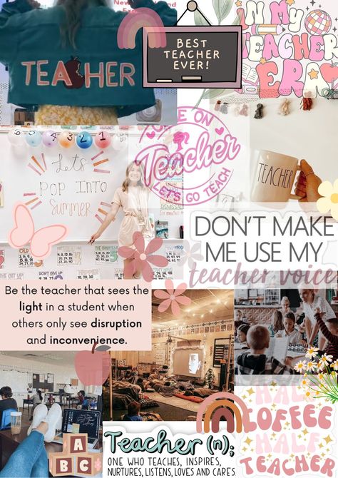 Teacher aesthetics College Teacher Aesthetic, Teacher Vision Board Pictures, Teacher Mood Board, Teacher Asthetic Picture, Preschool Teacher Aesthetic, Elementary Teacher Aesthetic, Teacher Core, Teacher Vision Board, Teacher Lifestyle