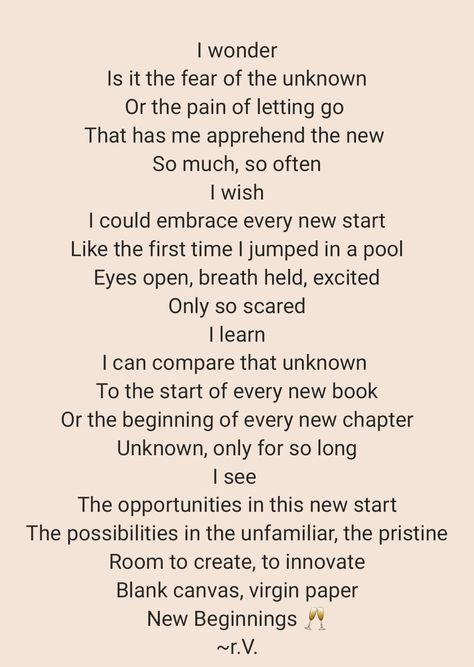 A new start can be scary or exciting but don't we all wish we would just go for it, open all those doors to see what's behind them? Poems About New Beginnings, Fear Of The Unknown, New Start, New Beginning, Spiritual Life, Do You Feel, Yoga Inspiration, Motivation Inspiration, New Beginnings