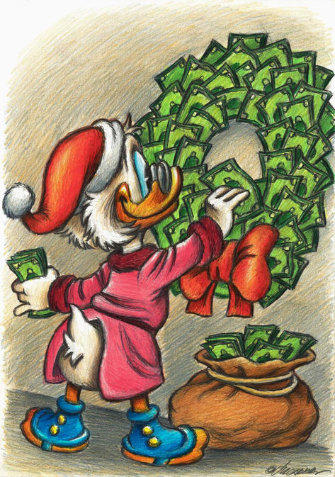 Christmas Realistic Drawings, Disney Christmas Drawing Ideas, Wreck It Ralph Drawing, Disney Christmas Drawing, Scrooge Mcduck Christmas, Christmas Draw, Grinch Drawing, Donald Duck Christmas, Dagobert Duck