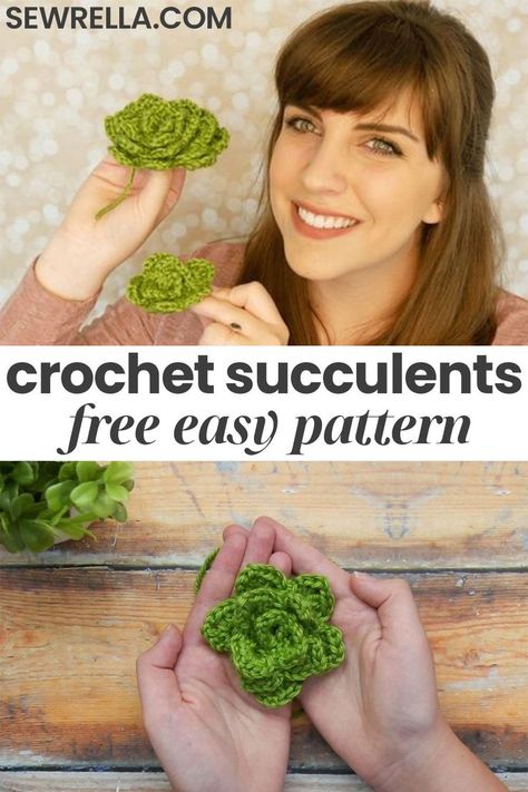 Crochet Succulent Tutorial, Crochet Succulent Pattern Free, Succulent Crochet Free Pattern, Crochet Succulents Free Pattern, Crochet Plants Free Pattern, Succulents Crochet, Crochet Cactus Free Pattern, Plants Crochet, Crochet Plants