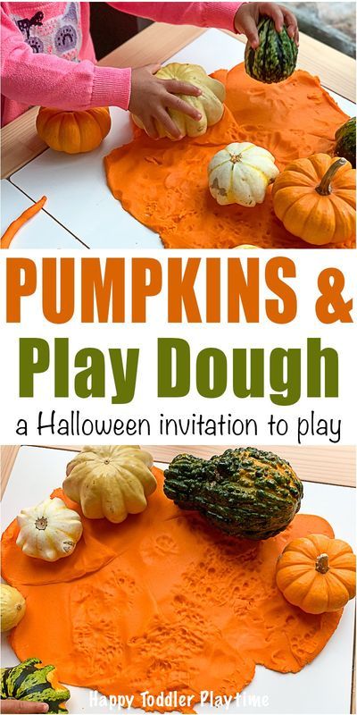 Pumpkins & Play Dough Invitation to Play - HAPPY TODDLER PLAYTIME Set up this fun invitation to play using play dough and seasonal gourds and pumpkins. It's an easy Halloween activity for toddlers or preschoolers. #halloweenactivities #playdoughactivities #toddleractivities Play Dough Invitation To Play, Pumpkin Activities For Infants, Toddler Invitation To Play, Invitation To Play Toddler, Toddler Pumpkin Activities, Halloween Activities For Babies, Pumpkin Activities For Toddlers, Pumpkin Activities For Kids, Pumpkin Play