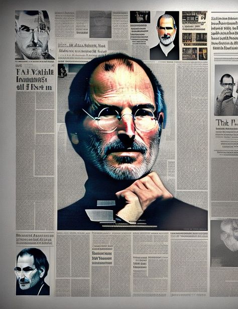 Steve jobs Newspaper art AI Steve Jobs Art, Newspaper Art, Steve Jobs, Apple Products, Apple Tv, Manga Art, Newspaper, Art