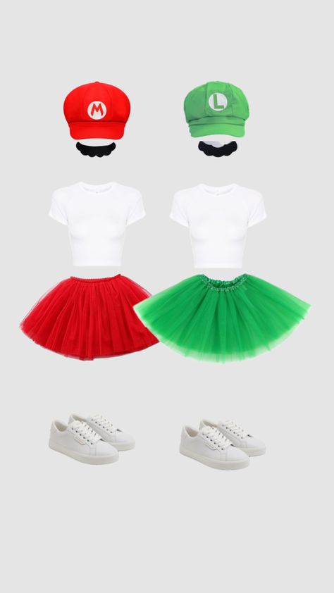 mario and luigi costume !! #halloween #costume #mario #luigi Mario Girl Costume, Mario And Luigi Halloween, Luigi Halloween Costume, Costume Mario, Halloween Constumes, Luigi Costume, Mario Y Luigi, Mario Costume, Bff Halloween Costumes