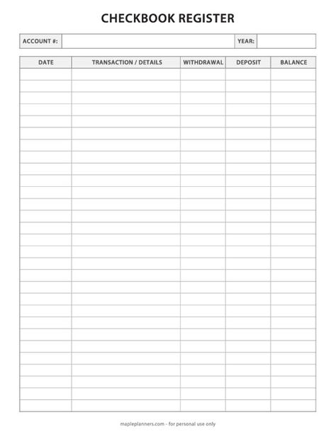 Printable Check Register, Checkbook Register, Printable Checks, Free Printables Organization, Tracker Free, Business Printables, Planner Layouts, Check Register, Printable Calendars