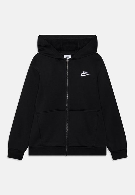 Nike Sportswear CLUB UNISEX - Zip-up sweatshirt - black/white Black Nike Jacket, Black Nike Hoodie, Zara Drip, Cute Nike Outfits, Nike Sweats, Nike Pullover, Looks Party, Nike Zip Up, Y2k Clothes