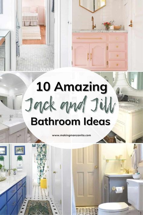 Small Jack And Jill Bathroom Remodel, Jack And Jill Bathroom Ideas Decor, Cabana Bathroom Ideas, Shared Bathroom Layout, Jack Jill Bathroom Ideas, Girls Jack And Jill Bathroom, Boy And Girl Shared Bathroom, Jack And Jill Bathroom Ideas Layout, Jack And Jill Bathroom Layout