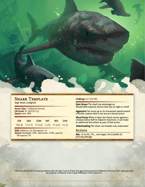 Dnd Ocean, Homebrew Monsters, Dnd Stats, Dnd Monster, Dnd Creatures, Dnd Homebrew, D D Monsters, Dnd Dragons, Dnd 5e Homebrew