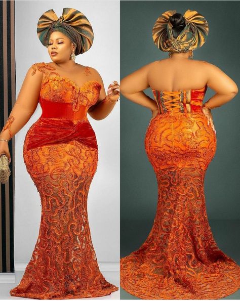 Burnt Orange Asoebi, Orange Asoebi, Burnt Orange Lace Dress, Asoebi Styles Lace, Asoebi Lace Styles, Asoebi Lace, Latest Ankara Lace Styles, Outfits For Special Occasions, Orange Lace Dress